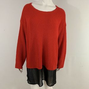 Vince Camuto Red Pullover High Low Tunic Sweater